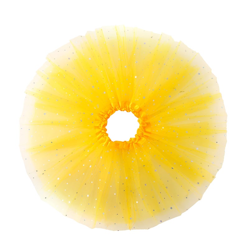 JastoreÂ® Girls Layered Stars Sequins Tutu Skirt Princess Ballet Dance Dress (Yellow) - Image 3